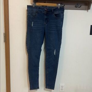 Haute Curve Dark Blue Distressed Jeans, double buttons size 14